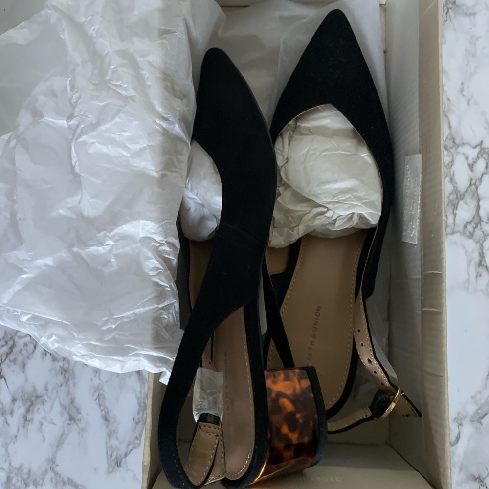 14th and Union Nordstrom Women's Addy-Fab Black Suede with Tortoise Heel